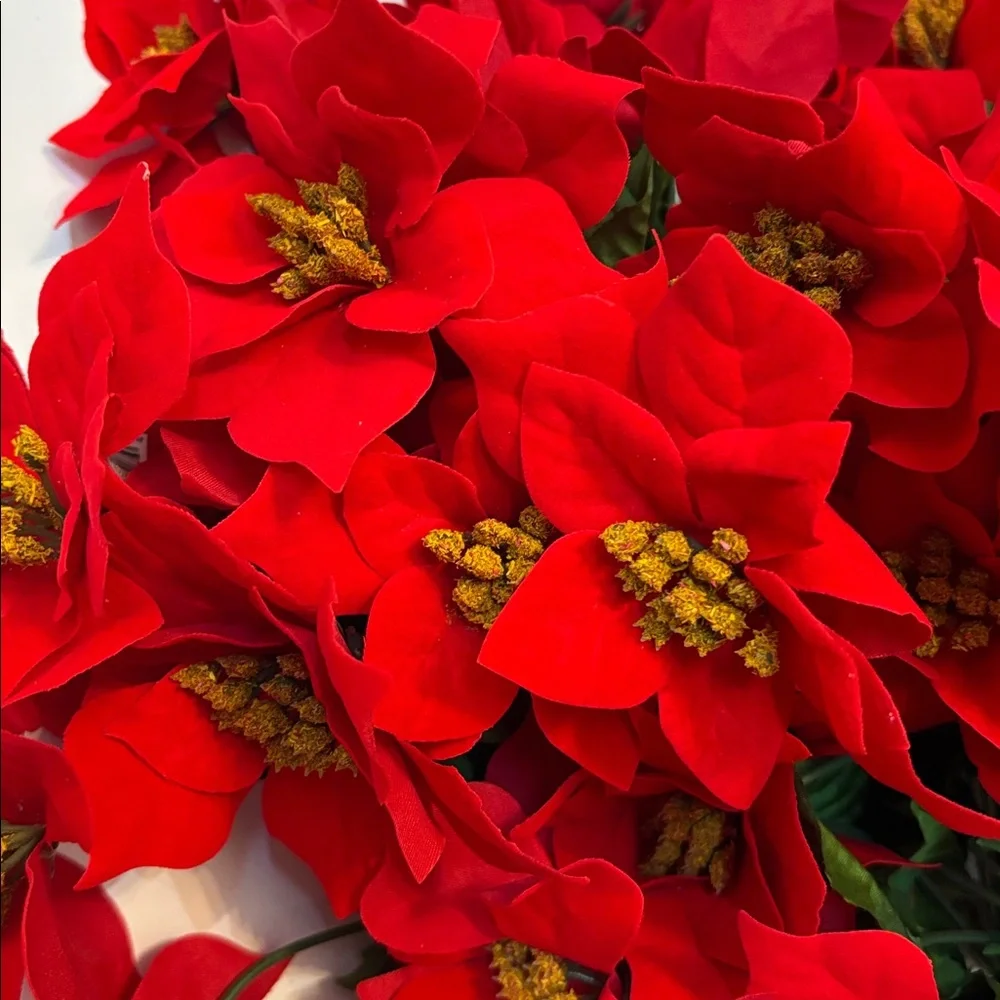 Red Poinsettia Artificial Floral Stems Holiday Bouquet RED POINSETTIAS SET OF 6